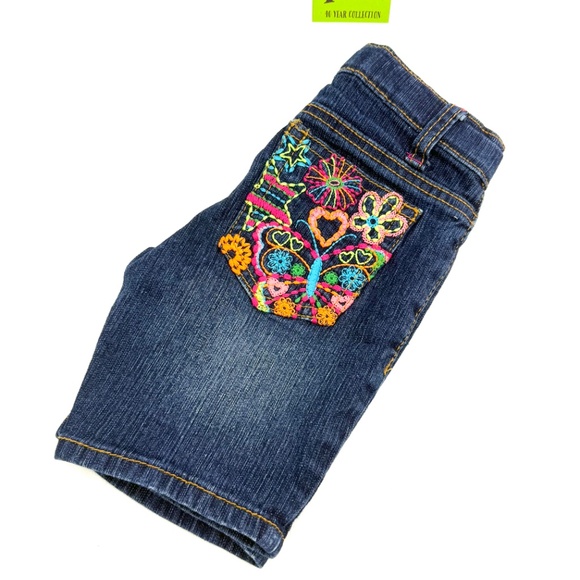 Girls Squeeze Embroidered Denim Bermuda Shorts Size 4 - Picture 10 of 10